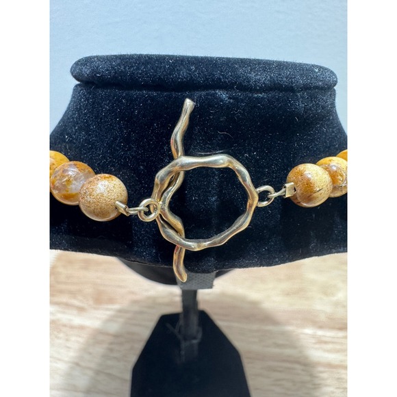 Vintage 19" Polished Beaded Agate Necklace and Earrings Set - Picture 10 of 16